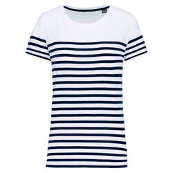 T-shirt femme Marini&egrave;re bio K3034 WHITE/NAVY STRIPES